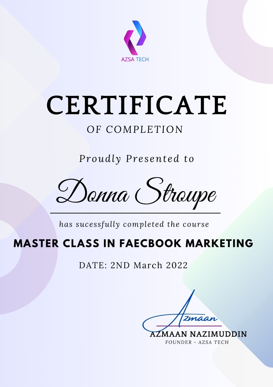 Advanced Mater Class in Facebook Marketing